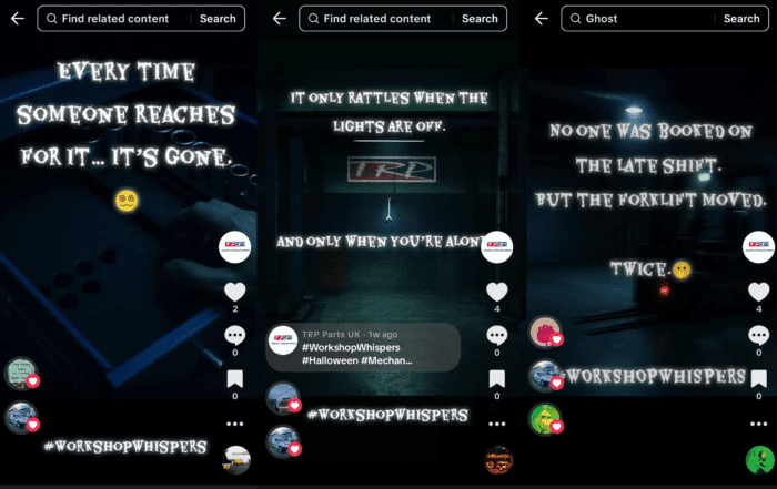 Social media Halloween campaign images stitched together, side by side.