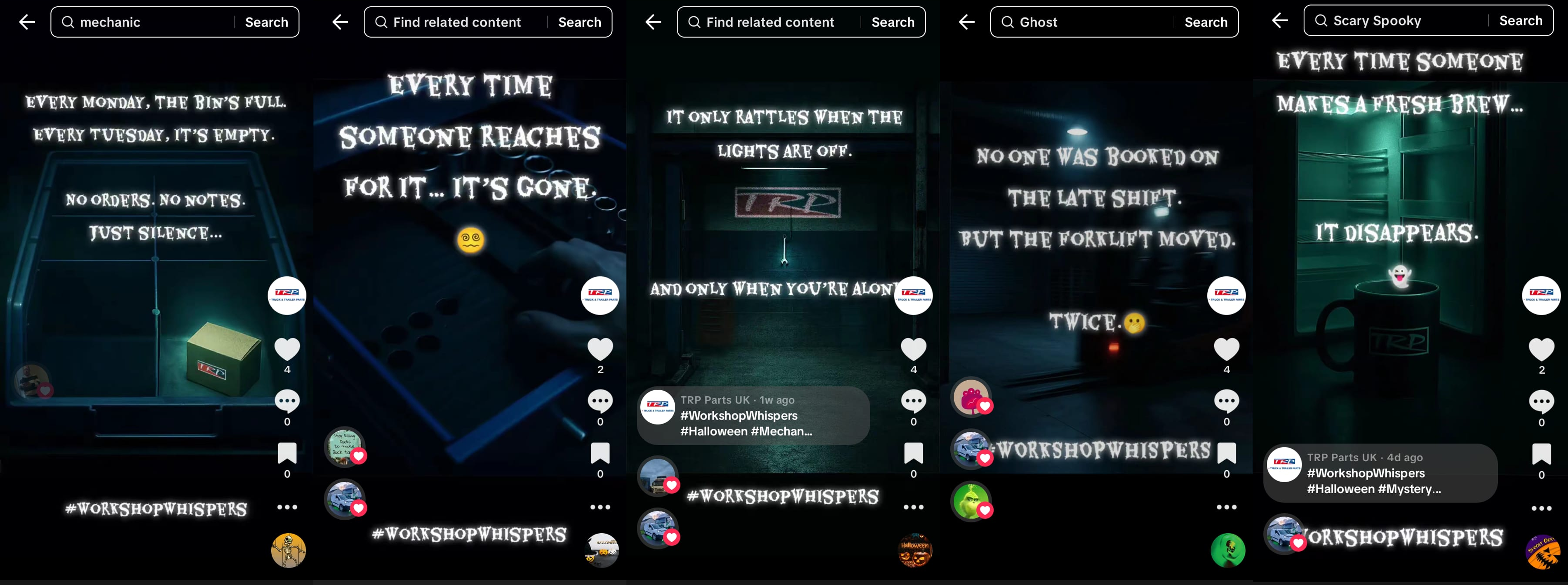 Social media Halloween campaign images stitched together, side by side.